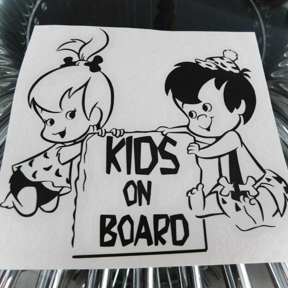 2for15$ kids on board flinston ,funny, sticker vinyl decal ,